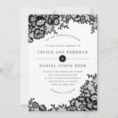 Modern Chic Black Lace Formal Wedding Invitation Kaart (Voorkant)