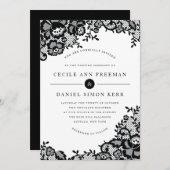 Modern Chic Black Lace Formal Wedding Invitation Kaart (Voorkant / Achterkant)