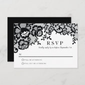 Modern Chic Black Lace Formal Wedding RSVP (Voorkant / Achterkant)
