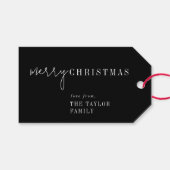 Modern chic | Black Merry Christmas Familie Vakant Cadeaulabel (Voorkant (Horizontaal))