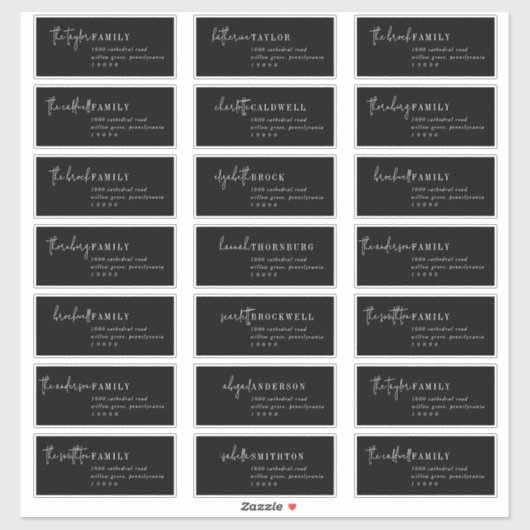 Modern chic | Black Recipient Guest-Adresetiketten Sticker (Vel)