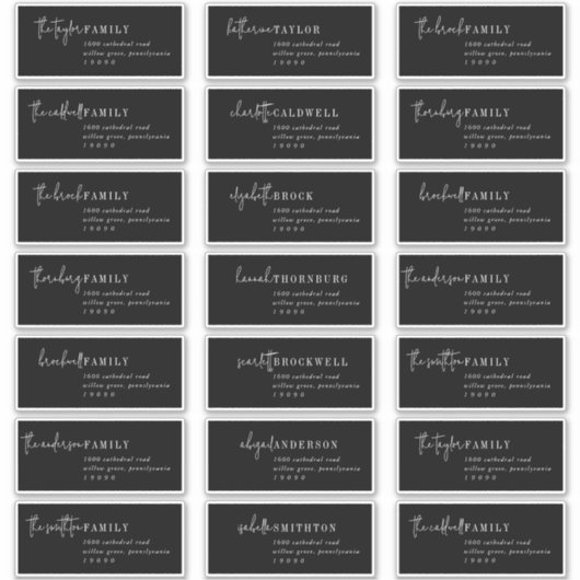 Modern chic | Black Recipient Guest-Adresetiketten Sticker (Voorkant)