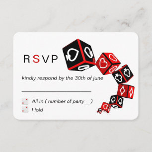 Modern Chic Black Red White Casino Vegas RSVP Kaartje