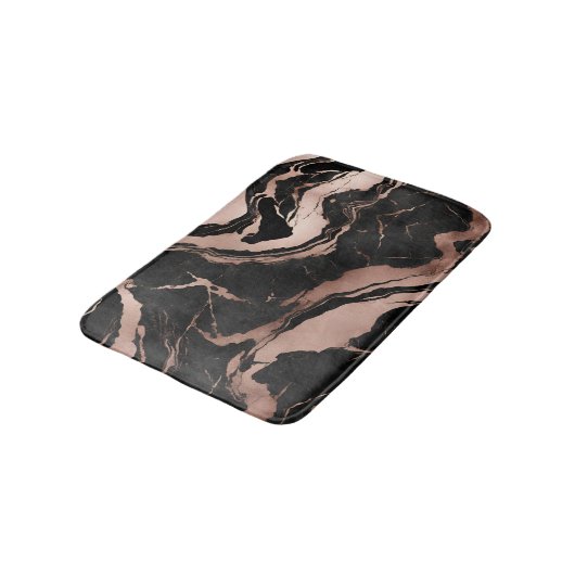 Modern Chic Black Rose Gold Marble Badmat (Gekanteld)