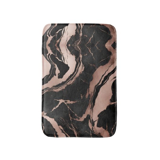 Modern Chic Black Rose Gold Marble Badmat (Voorkant Verticaal)
