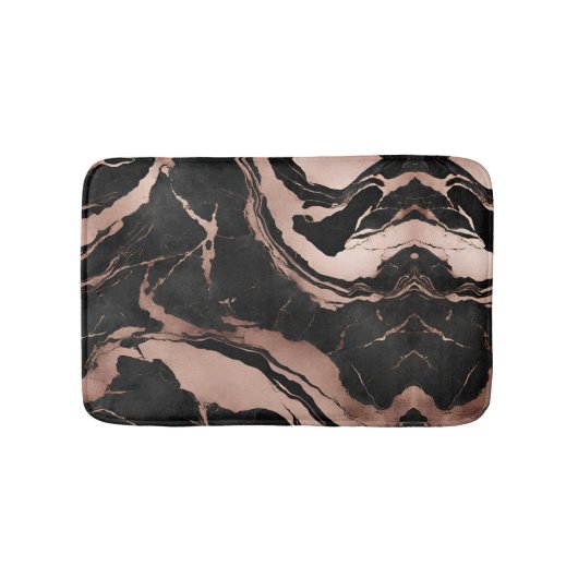 Modern Chic Black Rose Gold Marble Badmat (Voorkant)