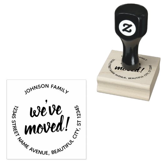 Modern Chic Black Script We hebben Nieuw adres ver Rubberstempel (Gestempeld)