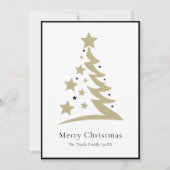 Modern Chic Black White Gold Script Tree Feestdagenkaart (Voorkant)