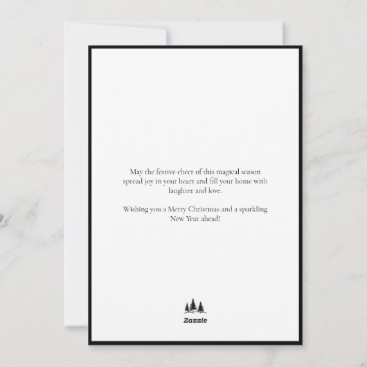 Modern Chic Black White Gold Script Tree Feestdagenkaart (Achterkant)