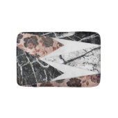 Modern Chic Black White Marble en Roos Gold Geo Badmat (Voorkant)