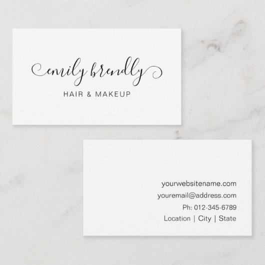 Modern Chic Black White Visitekaartje (Voorkant / Achterkant)