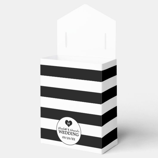 Modern Chic Black & White Wedding Bedankdoosjes (Geopend)