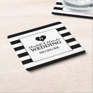 Modern Chic Black & White Wedding Kartonnen Onderzetters