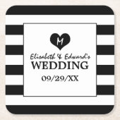 Modern Chic Black & White Wedding Kartonnen Onderzetters (Voorkant)