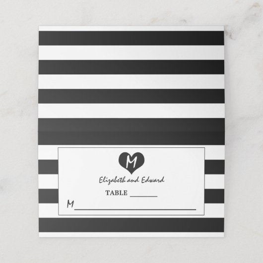 Modern Chic Black & White Wedding Plaatskaartje (Buitenkant ongevouwen)