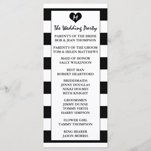 Modern Chic Black & White Wedding Programmakaart (Achterkant)