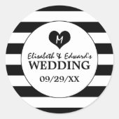 Modern Chic Black & White Wedding Ronde Sticker (Voorkant)