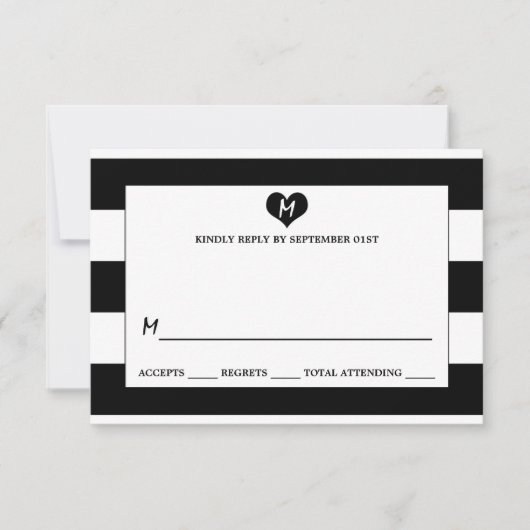 Modern Chic Black & White Wedding RSVP Kaartje (Voorkant)
