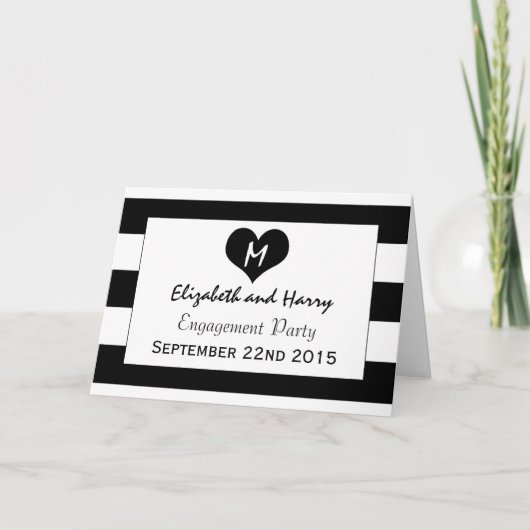 Modern Chic Black & White Wedding Verloving (Voorkant)