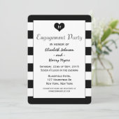 Modern Chic Black & White Wedding Verloving Kaart (Staand voorkant)