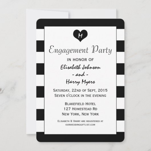 Modern Chic Black & White Wedding Verloving Kaart (Voorkant)