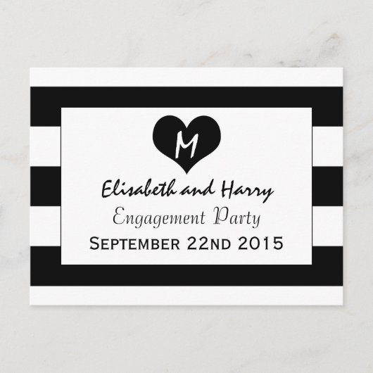 Modern Chic Black & White Wedding Verloving Uitnodiging Briefkaart (Voorkant)