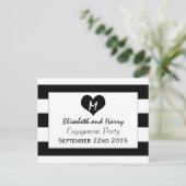 Modern Chic Black & White Wedding Verloving Uitnodiging Briefkaart (Staand voorkant)