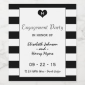 Modern Chic Black & White Wedding Verloving Wijn Etiket (Enkel label)