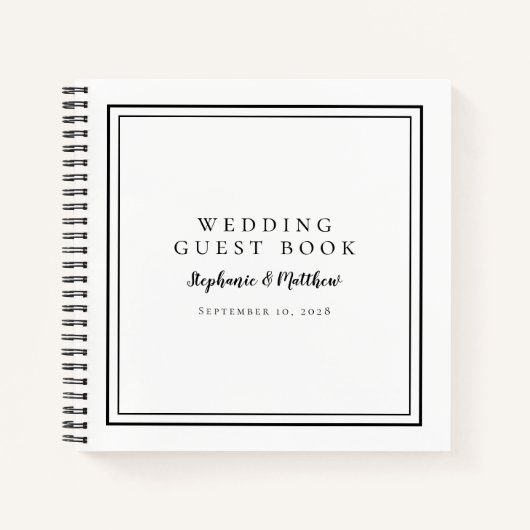 Modern Chic Black White Weduwen Budget Guest Book Notitieboek (Voorkant)