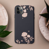 Modern Chic Bloemen Roos Botanische Marine & Roze Case-Mate iPhone Case