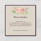 Modern Chic Bloemen & Rustiek Hout  Cottage Vierkante Visitekaartje (Achterkant)