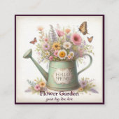 Modern Chic Bloemen & Rustiek Hout  Cottage Vierkante Visitekaartje (Voorkant)