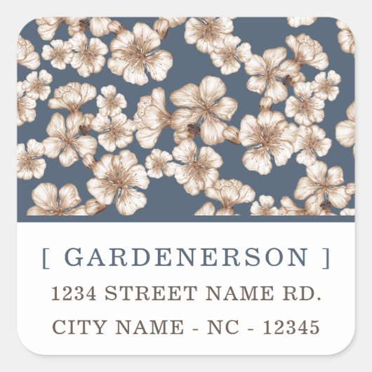 Modern Chic Blossom Square Sticker (Voorkant)