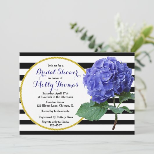 Modern Chic Blue Hydrangea bruiloft Vrijgezellenfe Kaart (Staand voorkant)