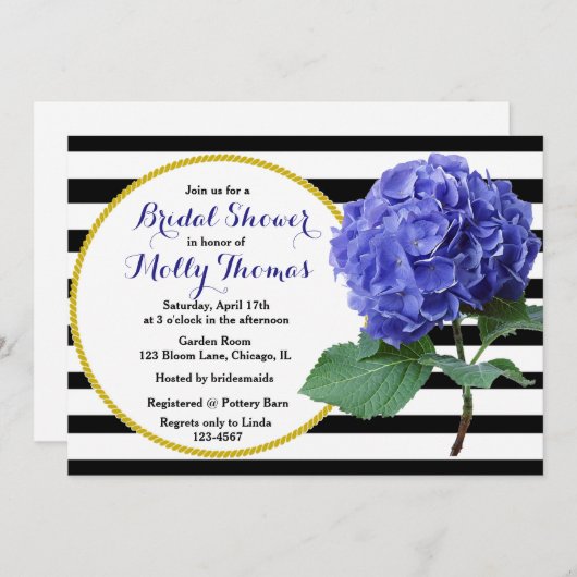 Modern Chic Blue Hydrangea bruiloft Vrijgezellenfe Kaart (Voorkant / Achterkant)