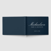 Modern Chic Blue White Script Weddenschap Gastenboek (Volledig)