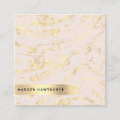 Modern Chic Blush Pink Faux Gold geborsteld metaal Vierkante Visitekaartje (Voorkant)