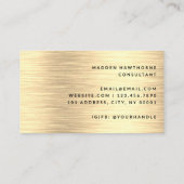 Modern Chic Blush Pink Faux Gold geborsteld metaal Visitekaartje (Achterkant)