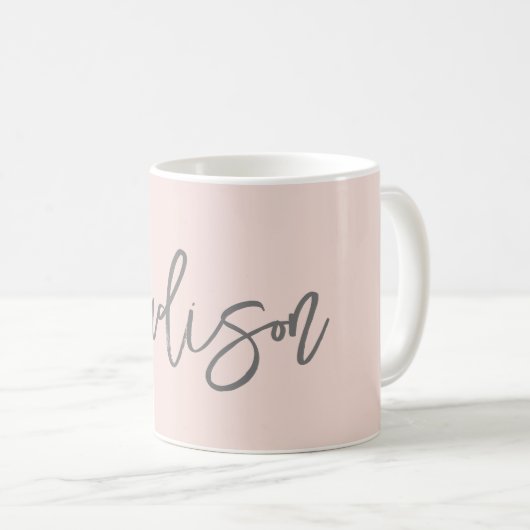 Modern Chic Blush Pink Personalized Name Script Koffiemok (Voorkant rechts)