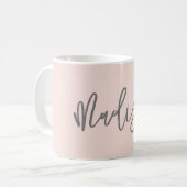 Modern Chic Blush Pink Personalized Name Script Koffiemok (Voorkant links)