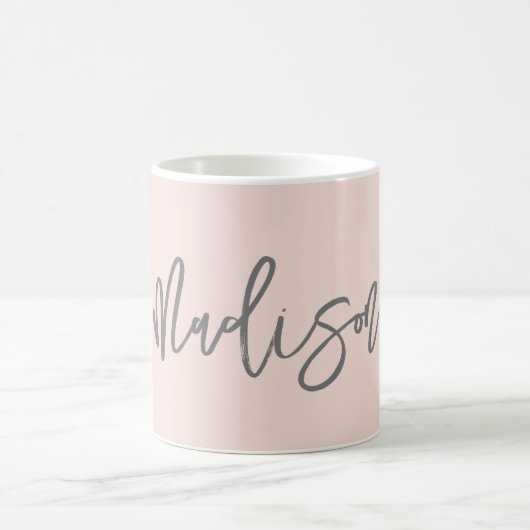 Modern Chic Blush Pink Personalized Name Script Koffiemok (Center)