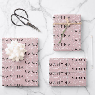 Modern Chic Blush Pink Signature Script Inpakpapier Vel