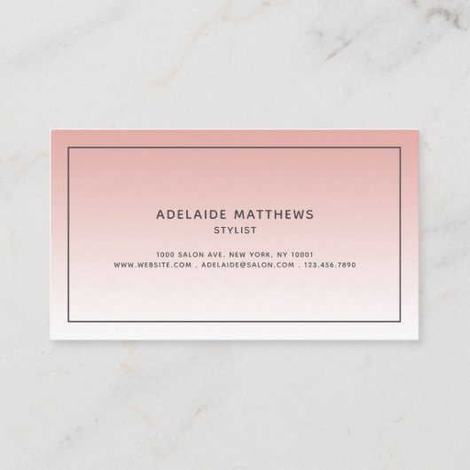 Modern Chic Blush Roze haarstylist ombre script Visitekaartje (Achterkant)