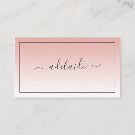 Modern Chic Blush Roze haarstylist ombre script Visitekaartje (Voorkant)