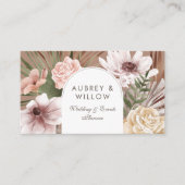 Modern Chic Bohemian Waterverf Boho Florals Arch Visitekaartje (Voorkant)