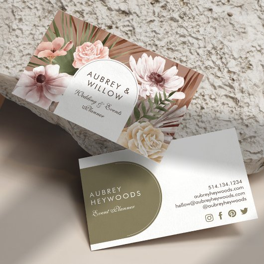 Modern Chic Bohemian Waterverf Boho Florals Arch Visitekaartje