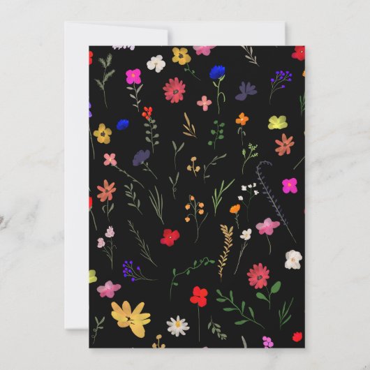 Modern chic boho bright wild flower afstuderen aankondiging (Achterkant)