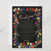 Modern chic boho bright wild flower afstuderen bedankkaart (Voorkant)