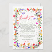 Modern chic boho bright wild flower afstuderen bedankkaart (Voorkant)