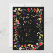 Modern chic boho bright wild flower afstuderen kaart (Voorkant)